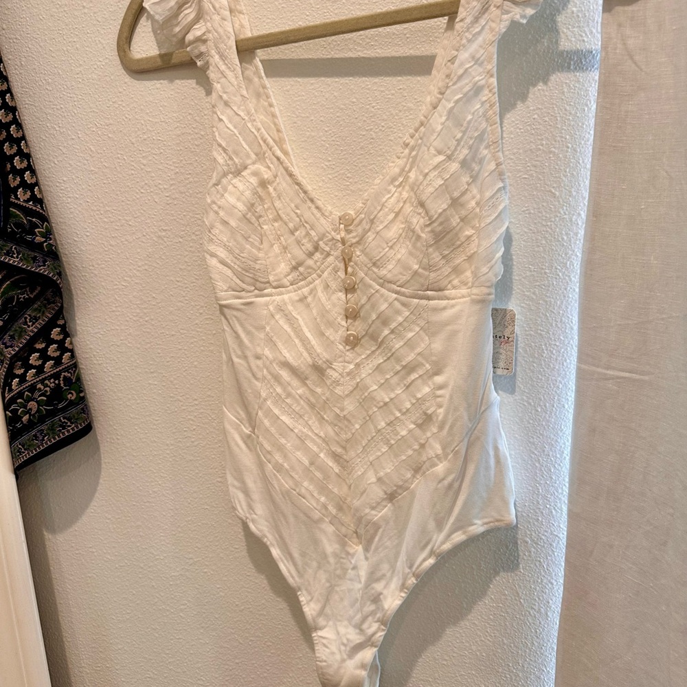Free People Elegant White Bodysuit